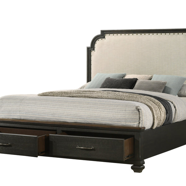 Hamilton Brown Modern Contemporary Solid Wood And Veneers Fabric Storage Bedroom Set