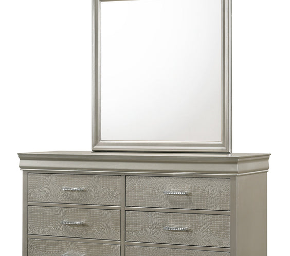 Amalia Silver Wood Faux Leather Upholstered Tufted Panel Bedroom Set