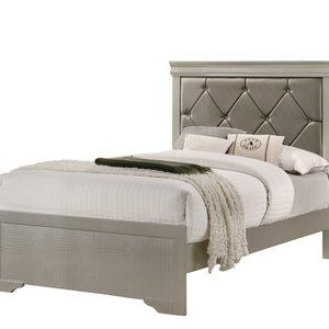 Amalia Silver Wood Faux Leather Upholstered Tufted Panel Bedroom Set