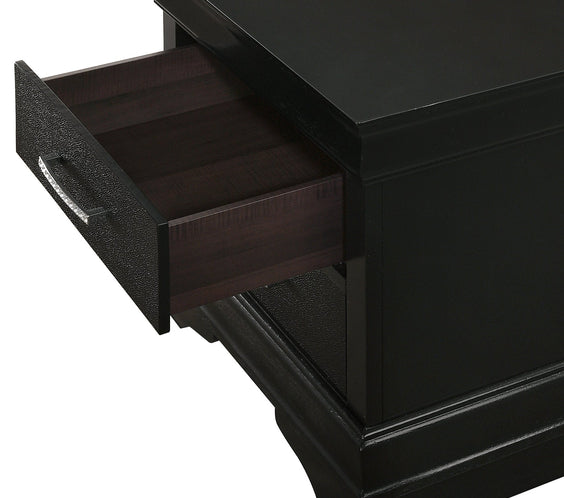 Amalia Black Natural Wood Velvet Upholstered Tufted Panel Bedroom Set