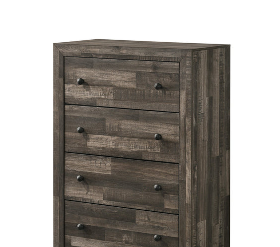 Atticus Brown Finish Modern And Rustic Wood Platform Bedroom Set