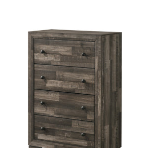 Atticus Brown Finish Modern And Rustic Wood Platform Bedroom Set