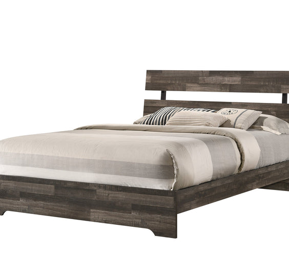 Atticus Brown Finish Modern And Rustic Wood Platform Bedroom Set