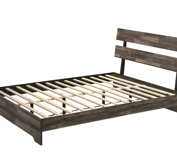 Atticus Brown Finish Modern And Rustic Wood Platform Bedroom Set