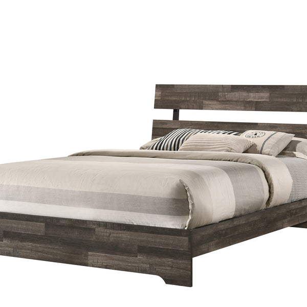 Atticus Brown Finish Modern And Rustic Wood Platform Bedroom Set