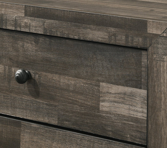 Atticus Brown Finish Modern And Rustic Wood Platform Bedroom Set
