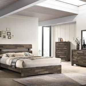 Atticus Brown Finish Modern And Rustic Wood Platform Bedroom Set