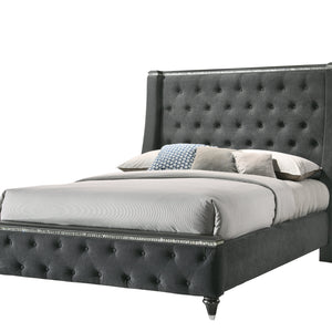 Giovani Gray Modern Contemporary Fabric Upholstered Tufted Panel Bedroom Set