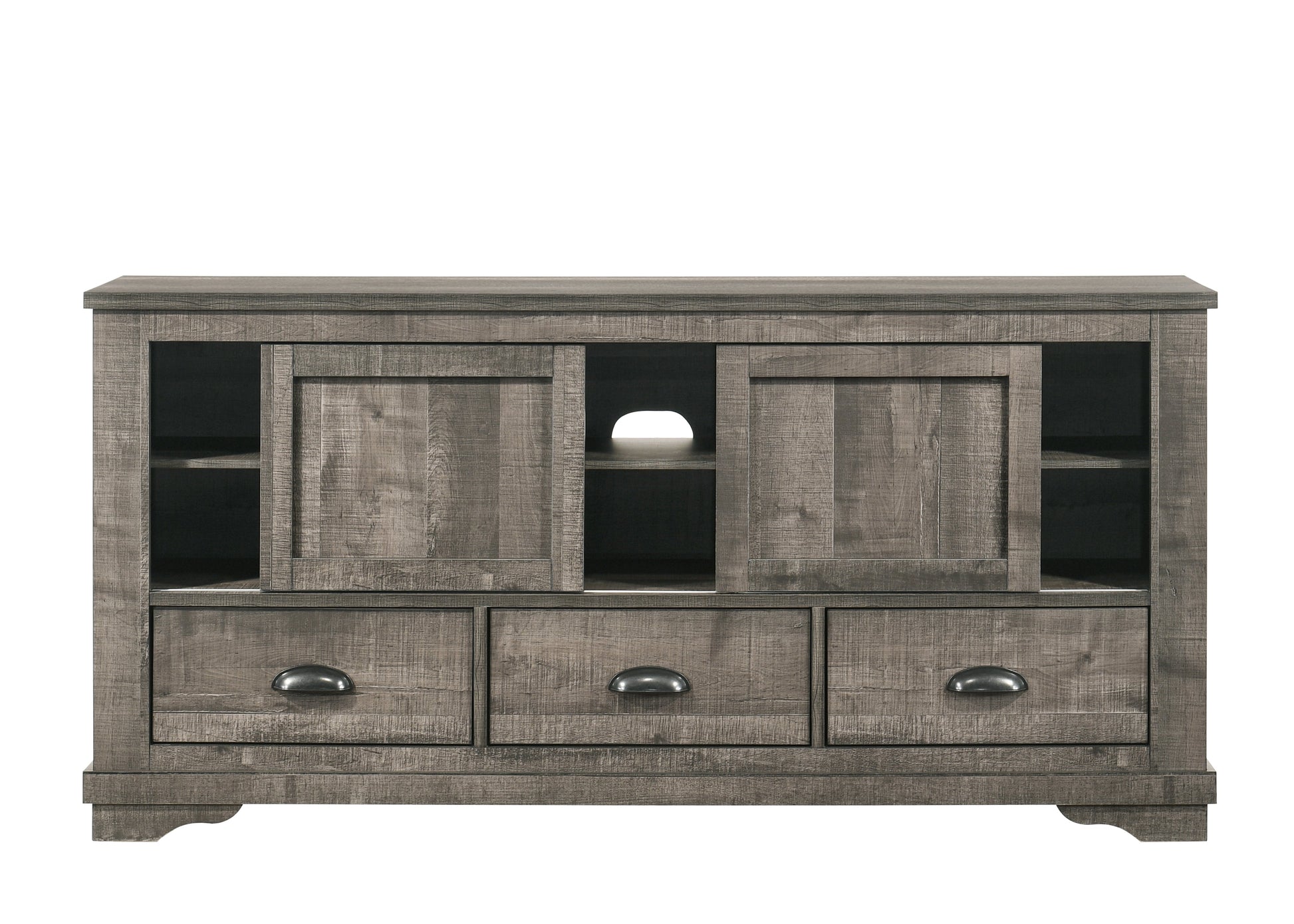 Coralee Gray Sleek And Modern Driftwood Upholstered Sleigh Bedroom Set