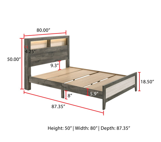 Rhett Brown/Cream LED Contemporary Modern Bookcase Platform Bedroom Set