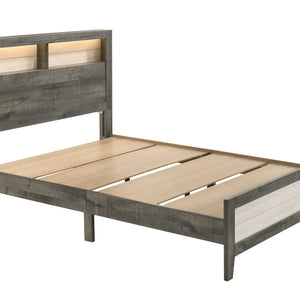 Rhett Brown/Cream LED Contemporary Modern Bookcase Platform Bedroom Set