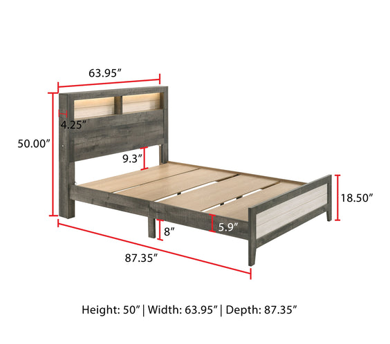 Rhett Brown/Cream LED Contemporary Modern Bookcase Platform Bedroom Set