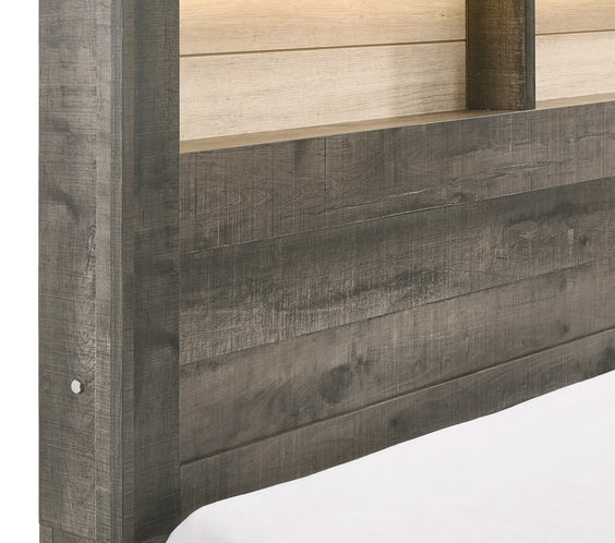 Rhett Brown/Cream LED Contemporary Modern Bookcase Platform Bedroom Set