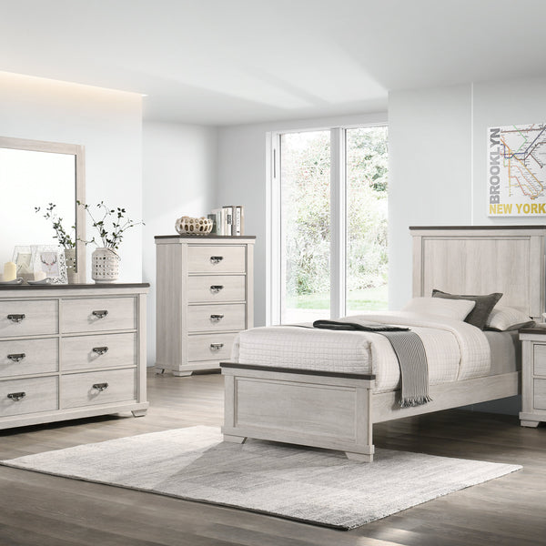 Leighton Cream/Brown Classic And Modern, Wood Panel Bedroom Set