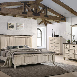 Sawyer Cream/Brown Modern Contemporary Wood Panel Bedroom Set