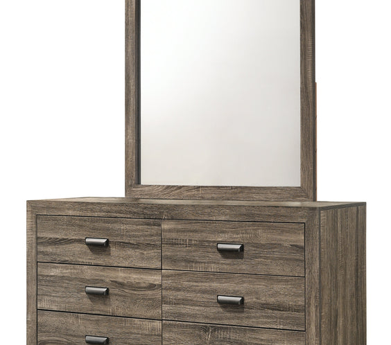 Millie Brown Finish Transitional Modern Wood Grain Panel Bedroom Set