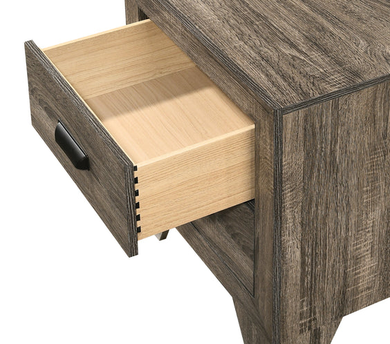 Millie Brown Finish Transitional Modern Wood Grain Panel Bedroom Set