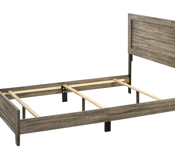 Millie Brown Finish Transitional Modern Wood Grain Panel Bedroom Set