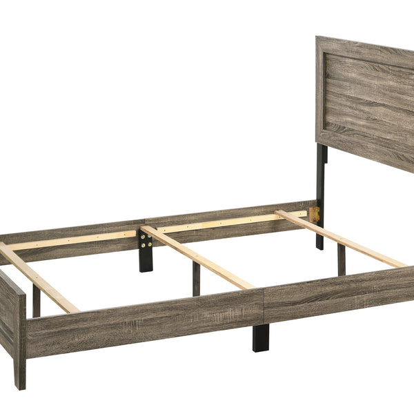 Millie Brown Finish Transitional Modern Wood Grain Panel Bedroom Set