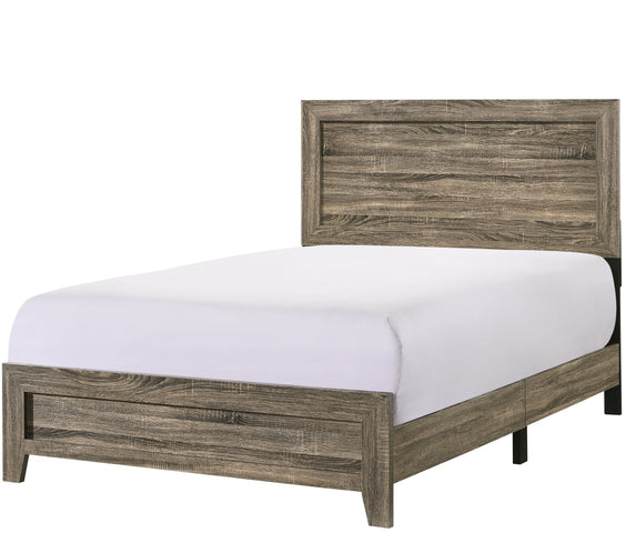 Millie Brown Finish Transitional Modern Wood Grain Panel Bedroom Set