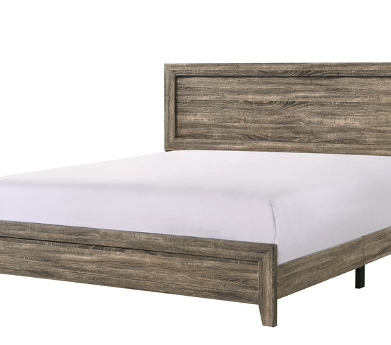 Millie Brown Finish Transitional Modern Wood Grain Panel Bedroom Set