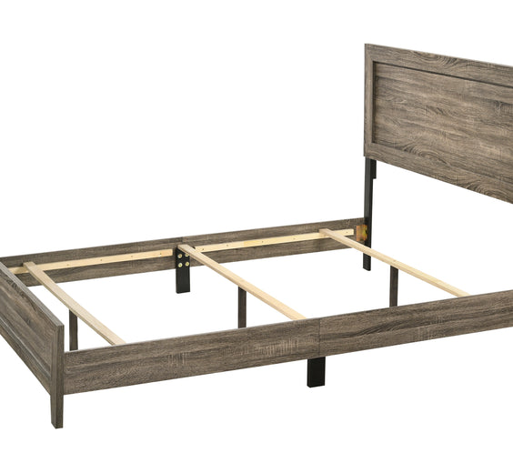 Millie Brown Finish Transitional Modern Wood Grain Panel Bedroom Set