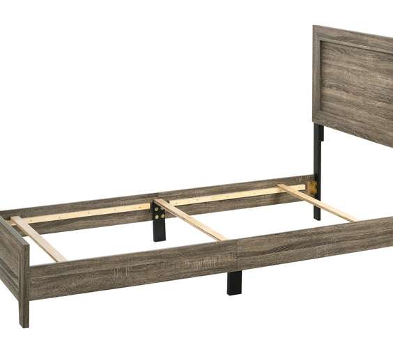 Millie Brown Finish Transitional Modern Wood Grain Panel Bedroom Set