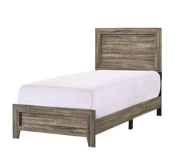 Millie Brown Finish Transitional Modern Wood Grain Panel Bedroom Set