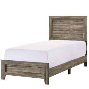 Millie Brown Finish Transitional Modern Wood Grain Panel Bedroom Set