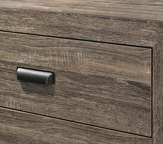 Millie Brown Finish Transitional Modern Wood Grain Panel Bedroom Set