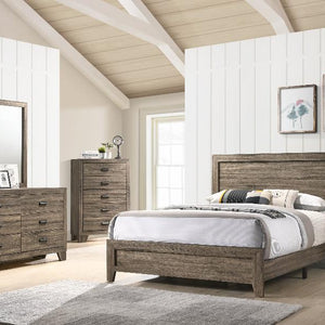 Millie Brown Finish Transitional Modern Wood Grain Panel Bedroom Set