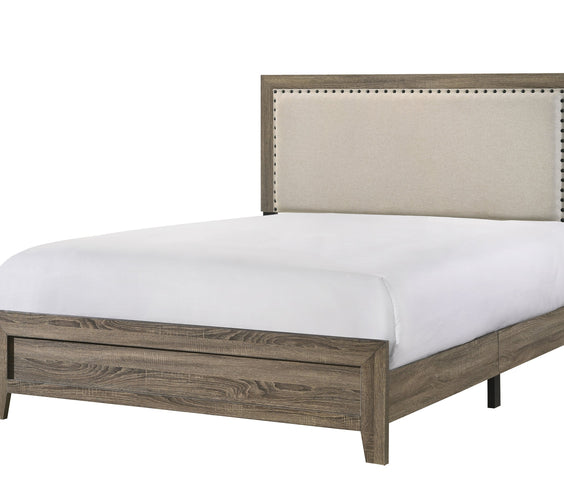 Millie Grey Contemporary Solid Wood And Veneers Fabric Panel Upholstered Bedroom Set