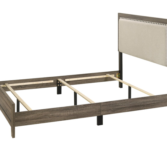 Millie Grey Contemporary Solid Wood And Veneers Fabric Panel Upholstered Bedroom Set