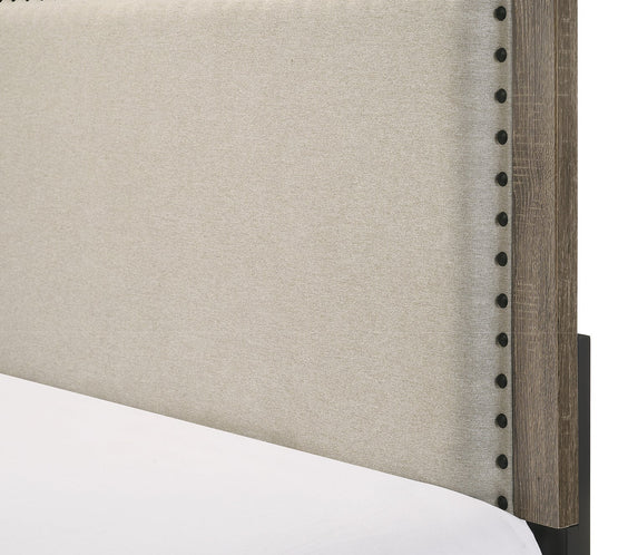 Millie Grey Contemporary Solid Wood And Veneers Fabric Panel Upholstered Bedroom Set