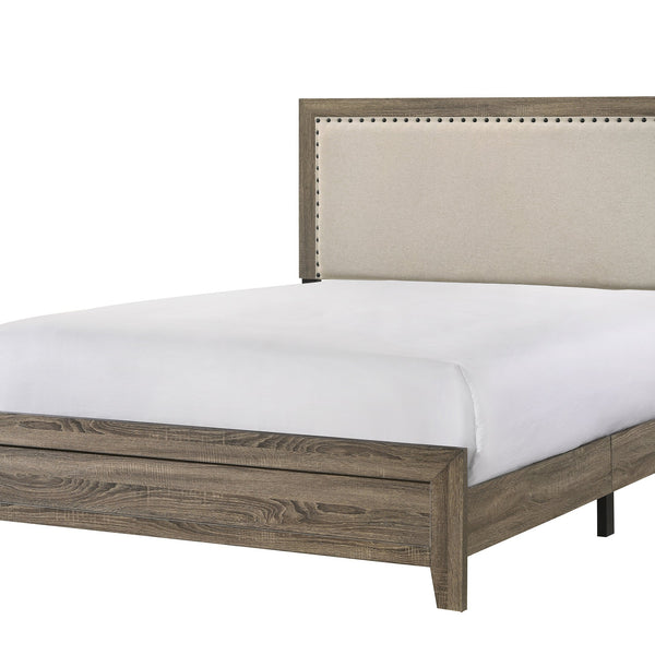 Millie Grey Contemporary Solid Wood And Veneers Fabric Panel Upholstered Bedroom Set