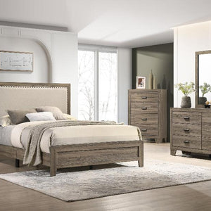 Millie Grey Contemporary Solid Wood And Veneers Fabric Panel Upholstered Bedroom Set