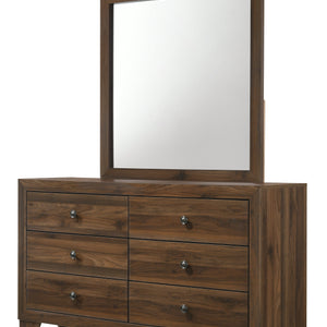 Millie Cherry Brown Finish Transitional Modern Wood Grain Panel Bedroom Set