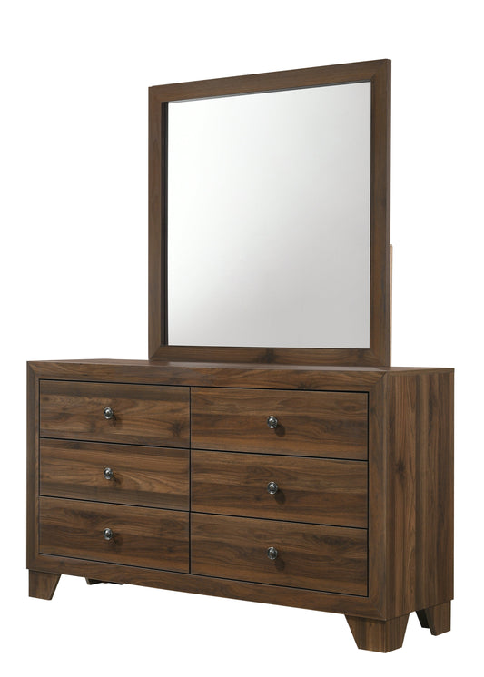 Millie Cherry Brown Finish Transitional Modern Wood Grain Panel Bedroom Set