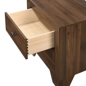 Millie Cherry Brown Finish Transitional Modern Wood Grain Panel Bedroom Set