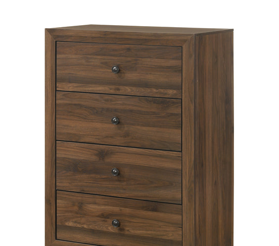Millie Brown Contemporary Solid Wood And Veneers Fabric Panel Upholstered Bedroom Set