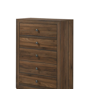 Millie Cherry Brown Finish Transitional Modern Wood Grain Panel Bedroom Set