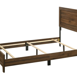 Millie Cherry Brown Finish Transitional Modern Wood Grain Panel Bedroom Set