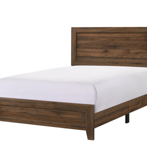 Millie Cherry Brown Finish Transitional Modern Wood Grain Panel Bedroom Set