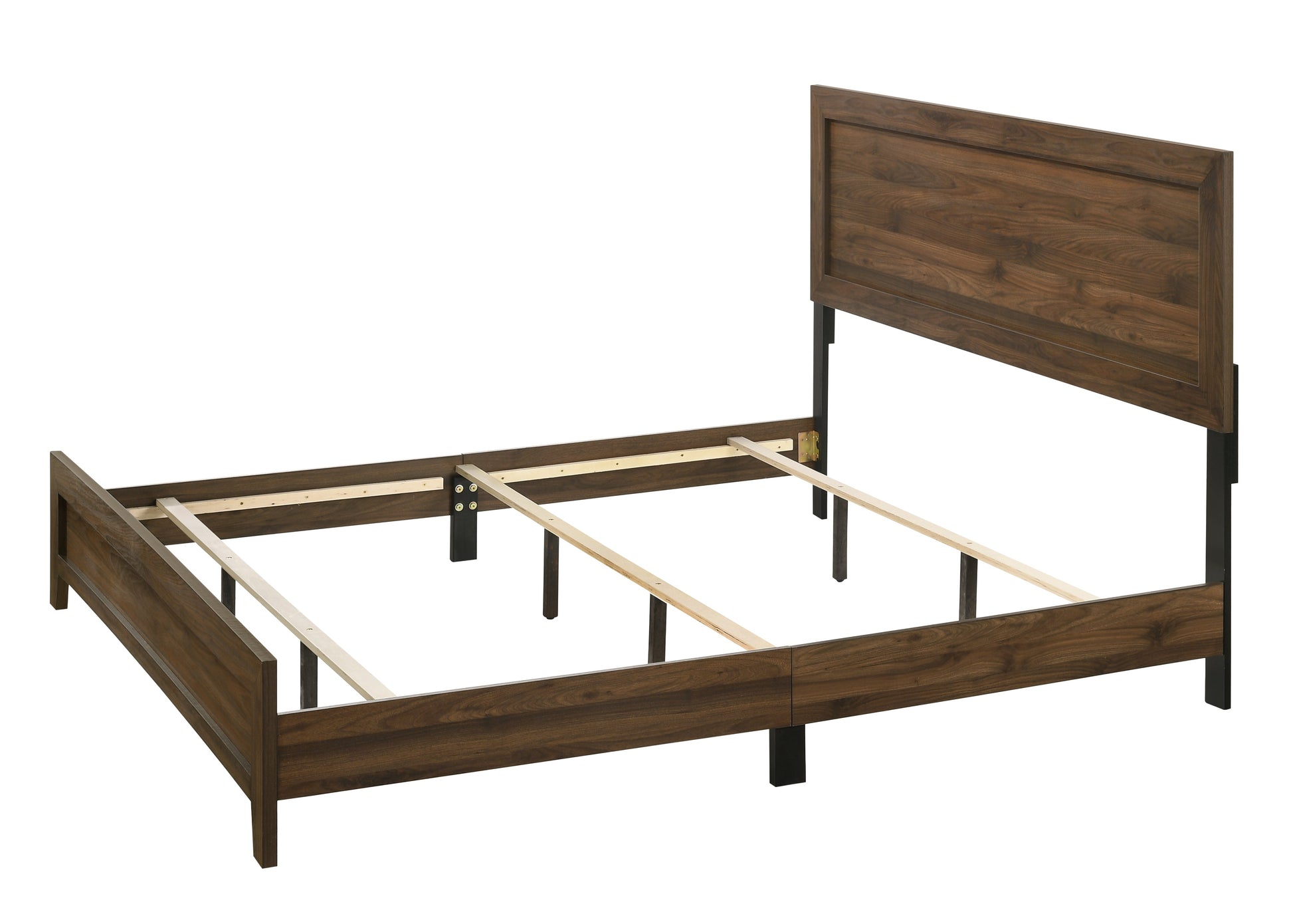 Millie Cherry Brown Finish Transitional Modern Wood Grain Panel Bedroom Set