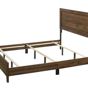 Millie Cherry Brown Finish Transitional Modern Wood Grain Panel Bedroom Set