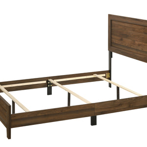 Millie Cherry Brown Finish Transitional Modern Wood Grain Panel Bedroom Set