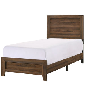 Millie Cherry Brown Finish Transitional Modern Wood Grain Panel Bedroom Set