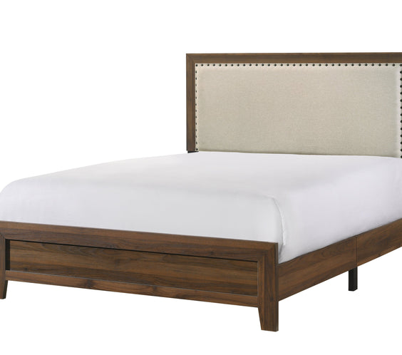 Millie Brown Contemporary Solid Wood And Veneers Fabric Panel Upholstered Bedroom Set