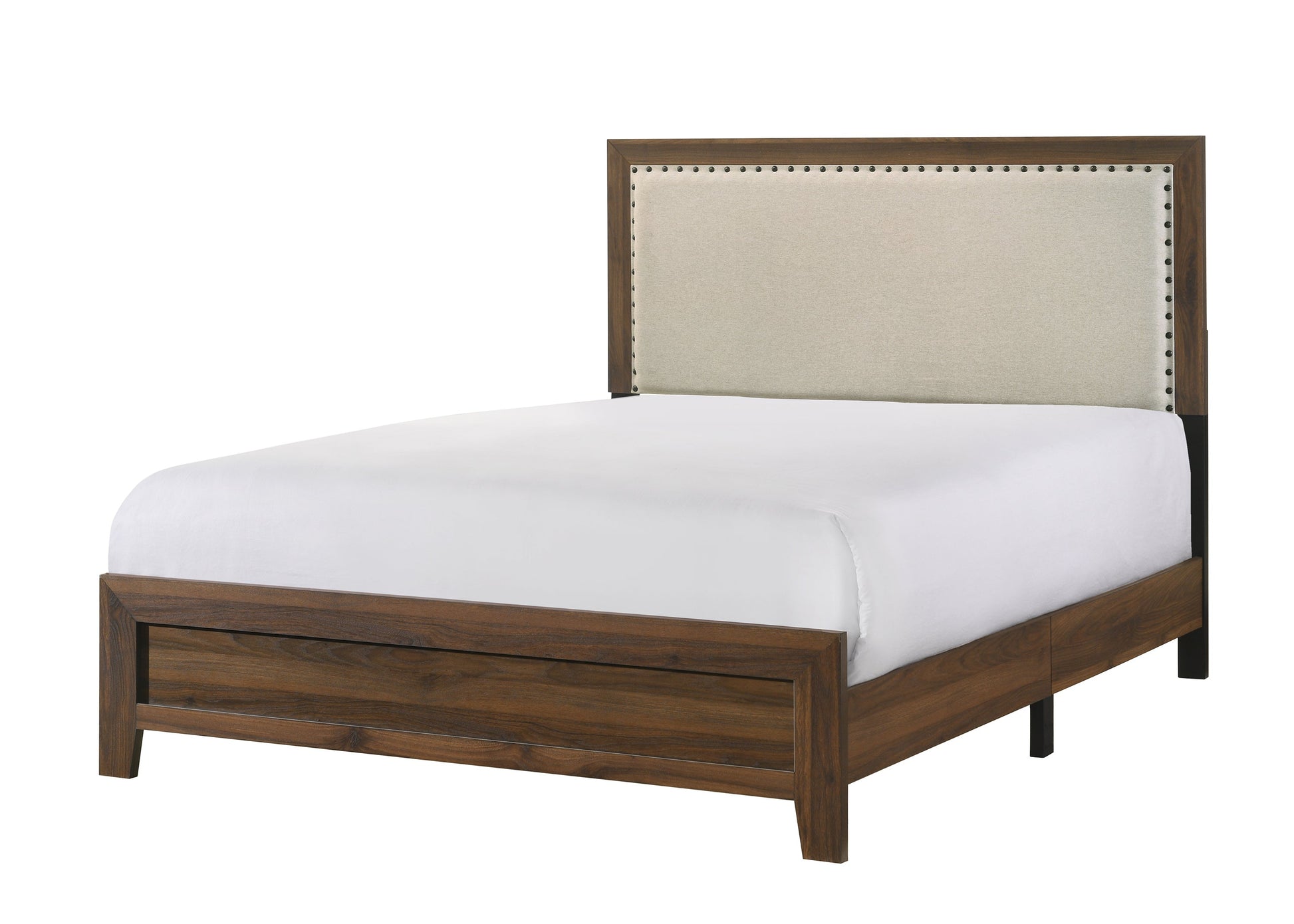 Millie Brown Contemporary Solid Wood And Veneers Fabric Panel Upholstered Bedroom Set