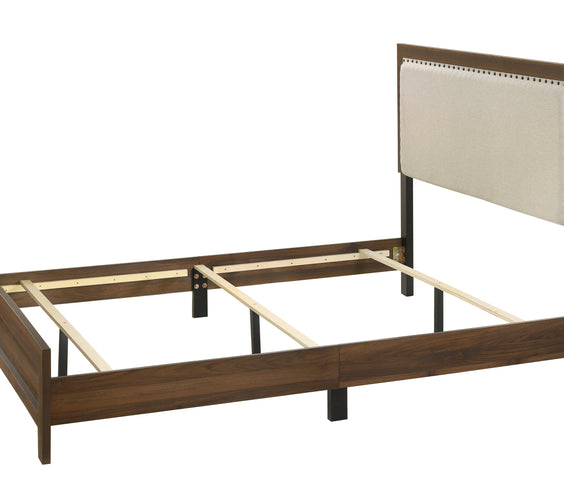 Millie Brown Contemporary Solid Wood And Veneers Fabric Panel Upholstered Bedroom Set